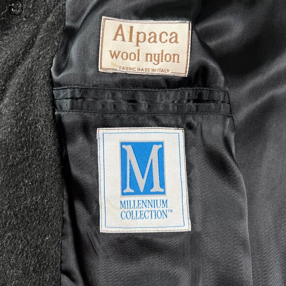 Millennium Collection Coat Men's Long Sleeve Alpaca Wool/Nylon Overcoat Black XL - Picture 2 of 11